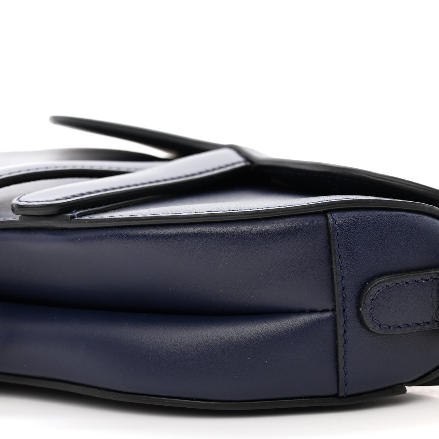 Grained Calfskin Mini Saddle Bag Navy