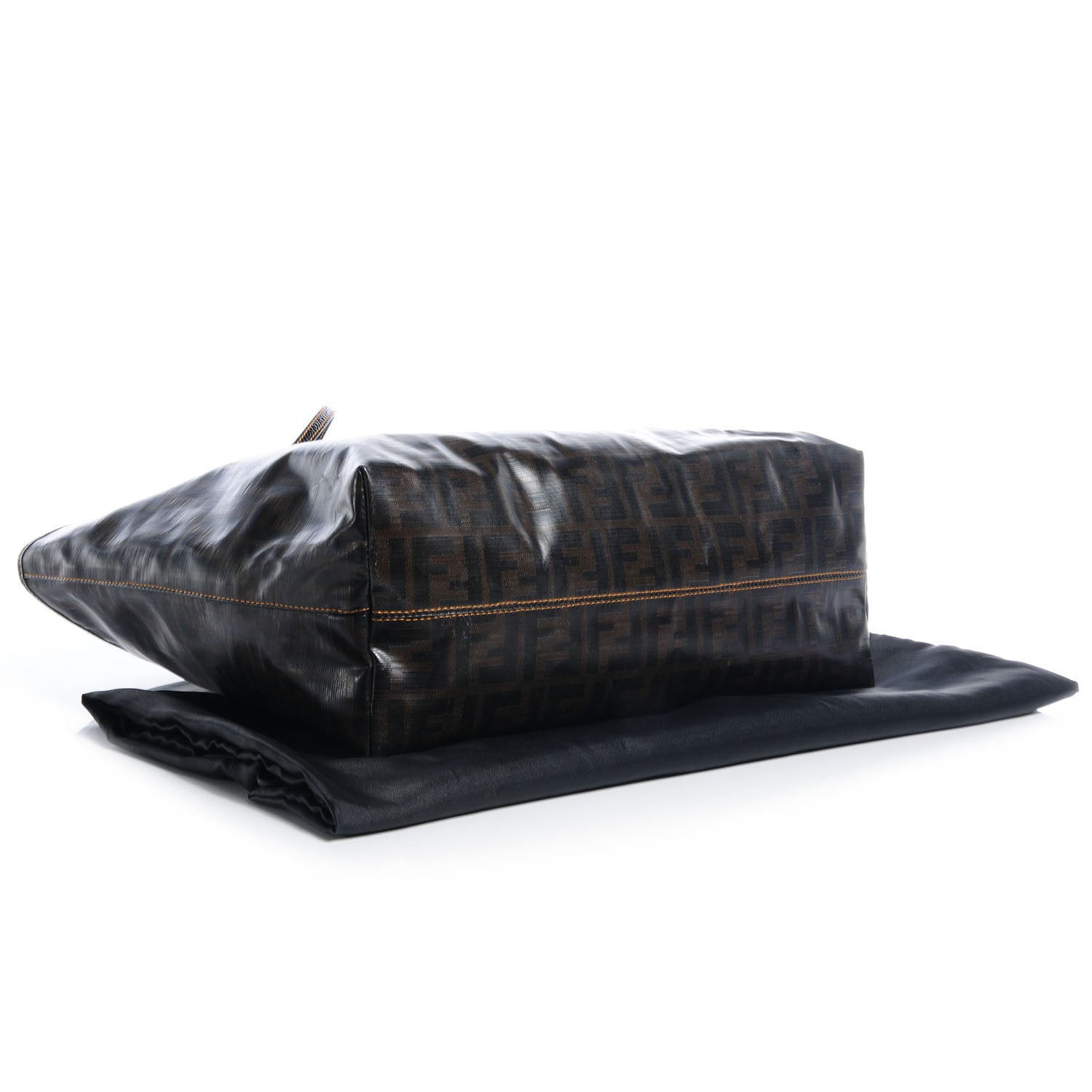 Fendi Zucca Spalmati Matrioska Roll Tote Tobacco Black 4 of 9