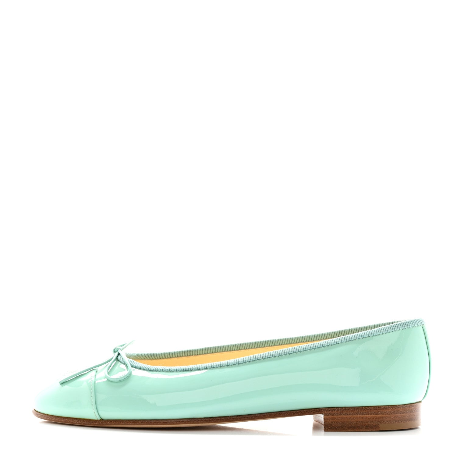 Chanel Patent Calfskin CC Cap Toe Ballerina Flats 36.5 Light Green 1 of 12