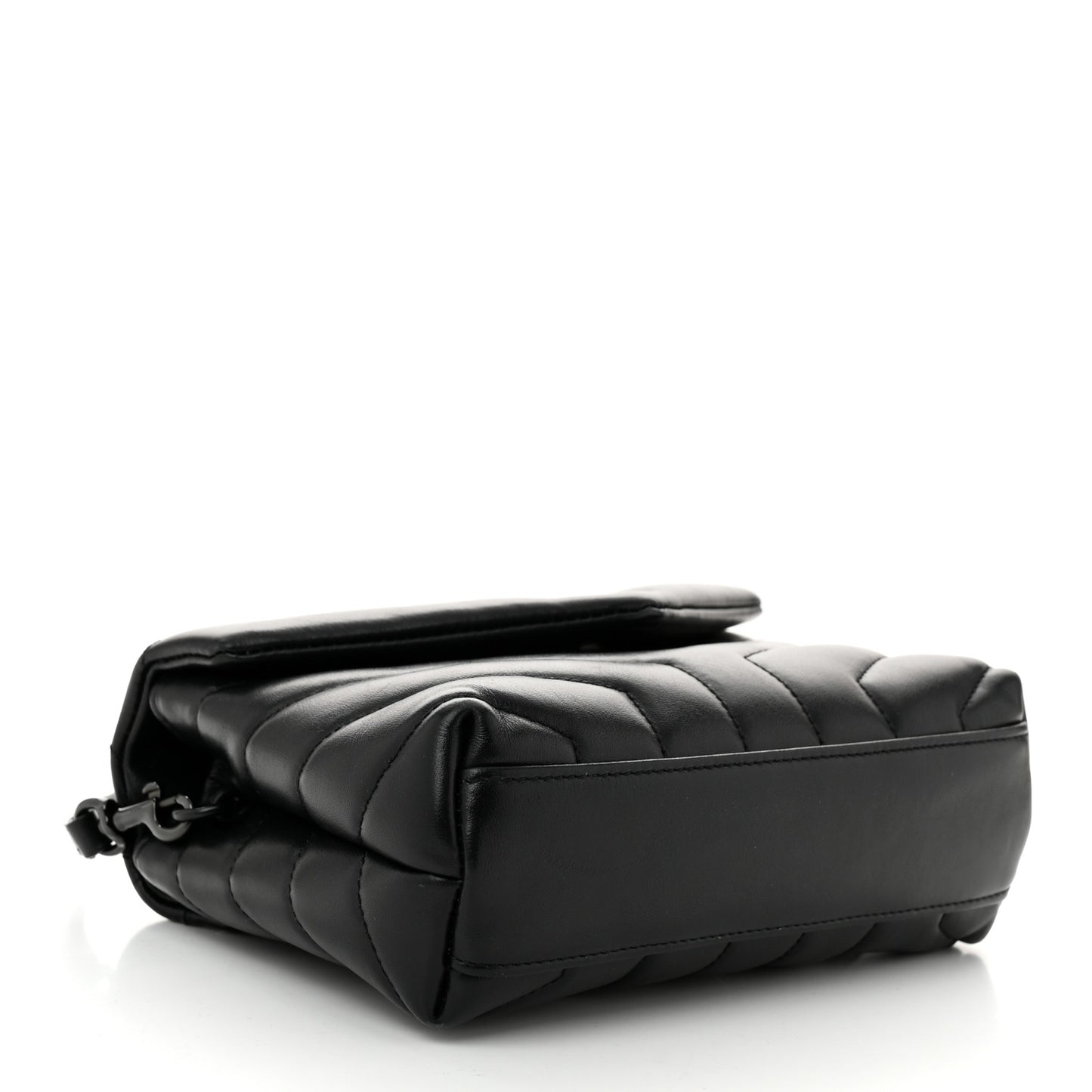 Calfskin Y Quilted Monogram Monochrome Toy Loulou Crossbody Bag Black