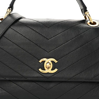 Chanel Grained Calfskin Small Chevron Chic Top Handle Flap Black 8 of 12