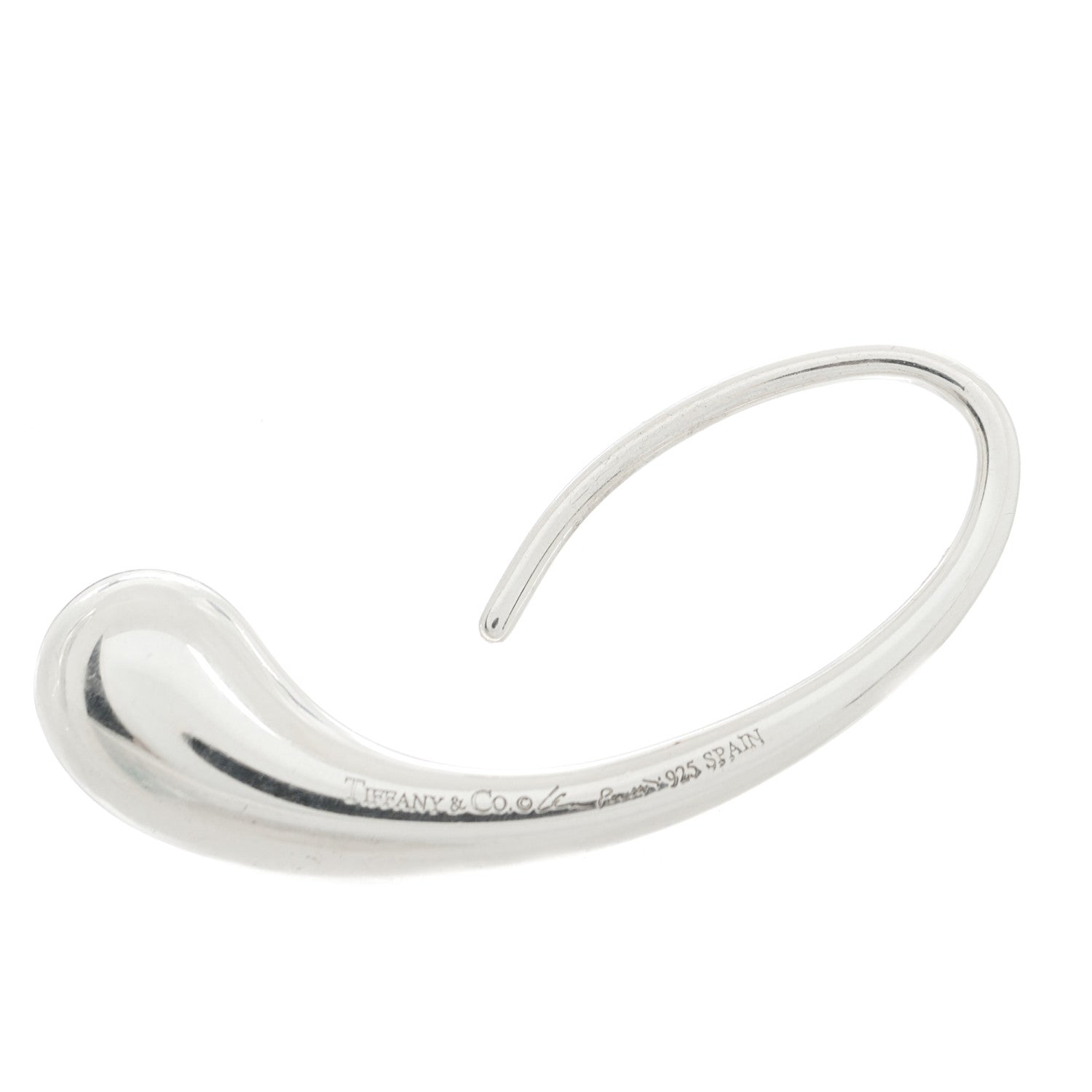 Tiffany Sterling Silver Elsa Peretti Teardrop Hoop Earrings 4 of 4