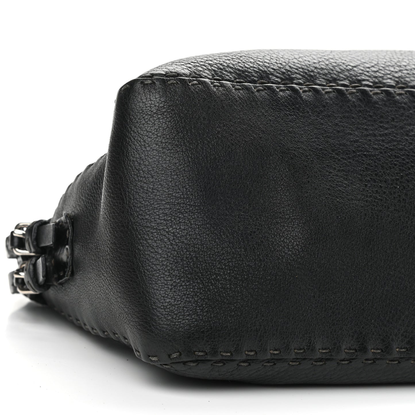 Calfskin Romano Selleria Chain Shoulder Bag Black