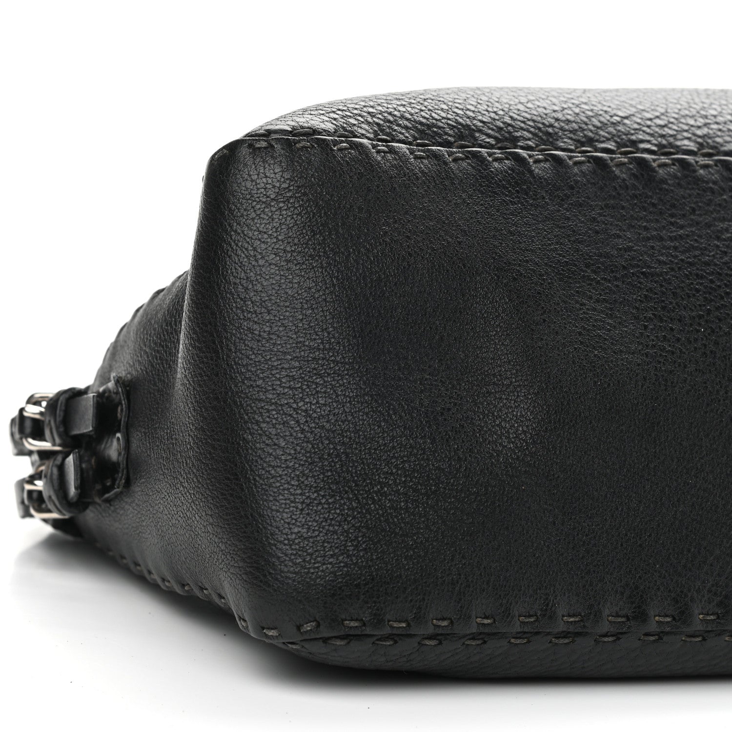 Fendi Calfskin Romano Selleria Chain Shoulder Bag Black 9 of 13