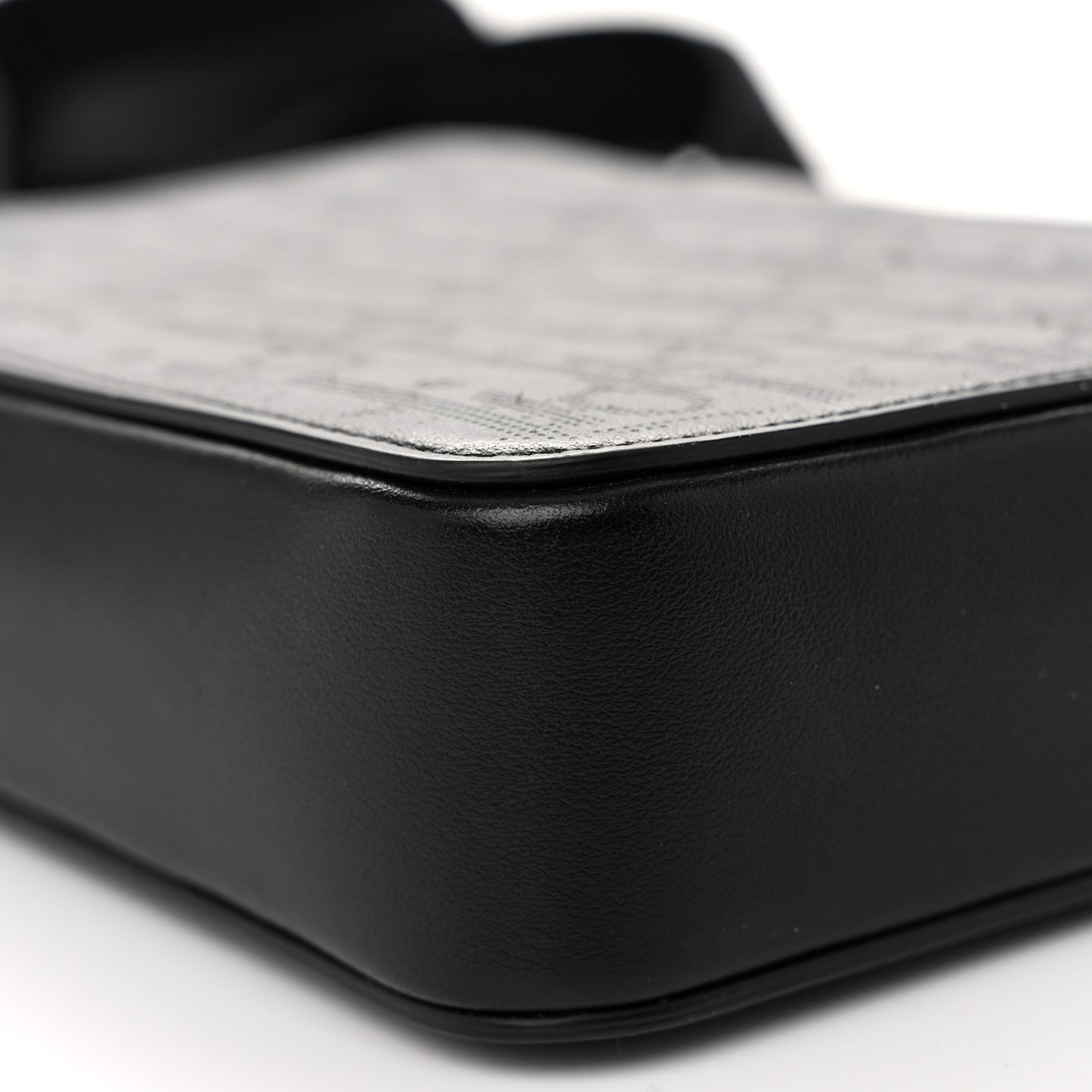 Calfskin Oblique Galaxy Perforated World Tour Messenger Pouch Black