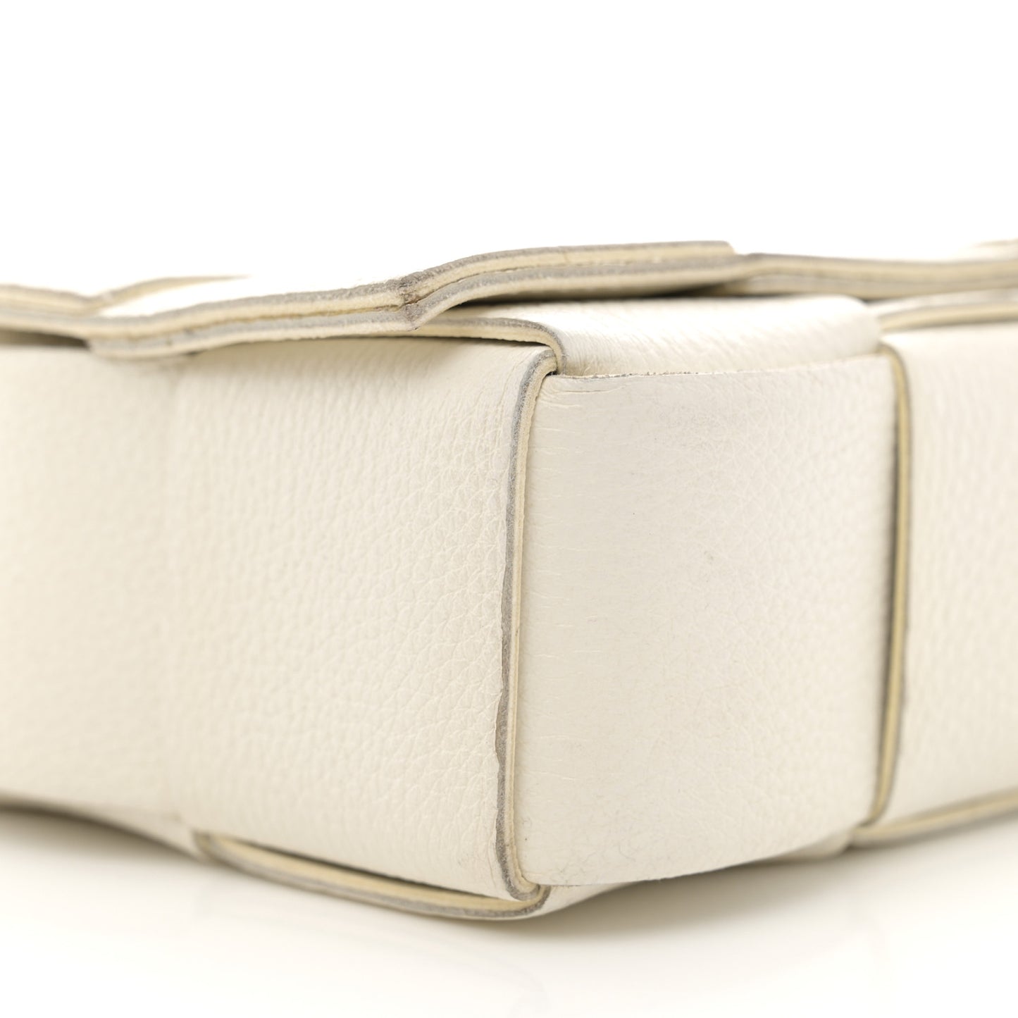 Grained Calfskin Maxi Intrecciato Cassette Crossbody Bag White