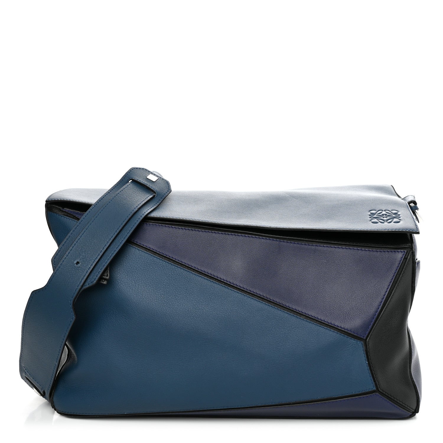 Loewe Calfskin XL Puzzle Bag Blue Black 1 of 11