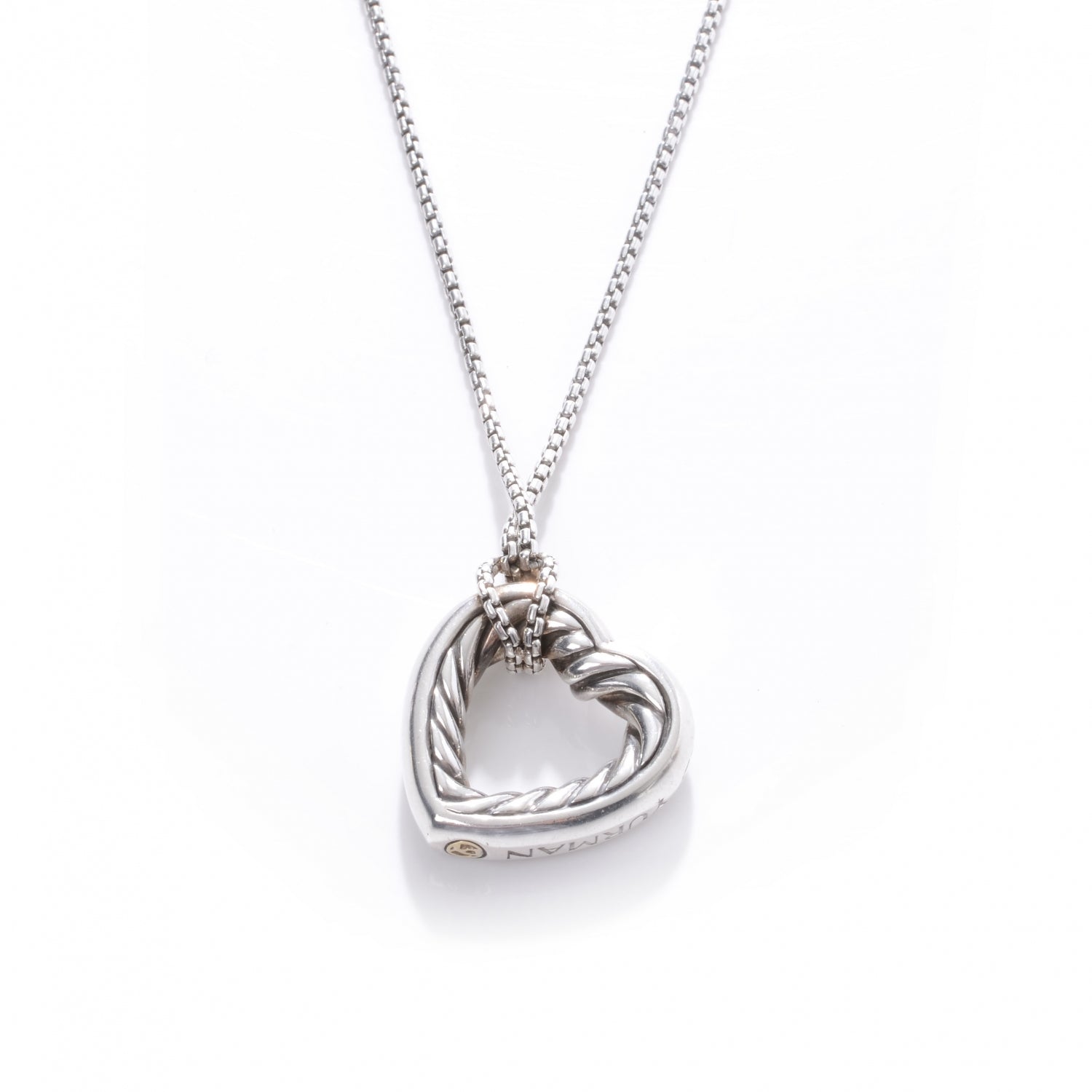 David Yurman Sterling Silver Open Heart Cable Necklace 1 of 5