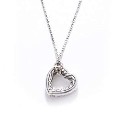 David Yurman Sterling Silver Open Heart Cable Necklace 1 of 5