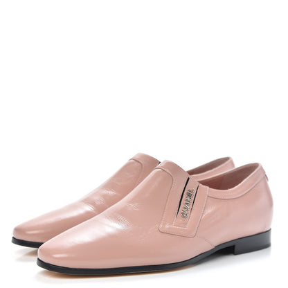 Chanel Glazed Calfskin Logo Slip On Loafers 38.5 Light Pink 3 of 9