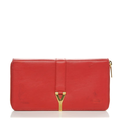 Saint Laurent Calfskin Classic Y Ligne Zip Around Wallet Red 1 of 9