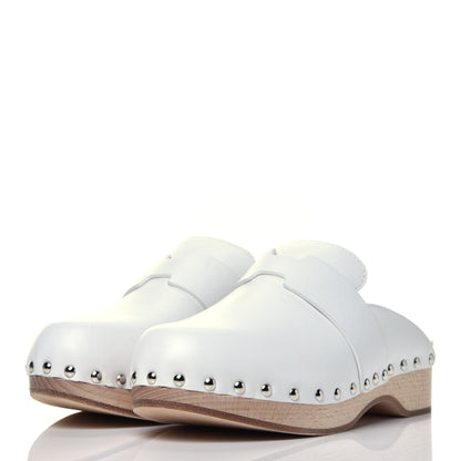 Hermes Calfskin Calya Mules 36 White 3 of 7