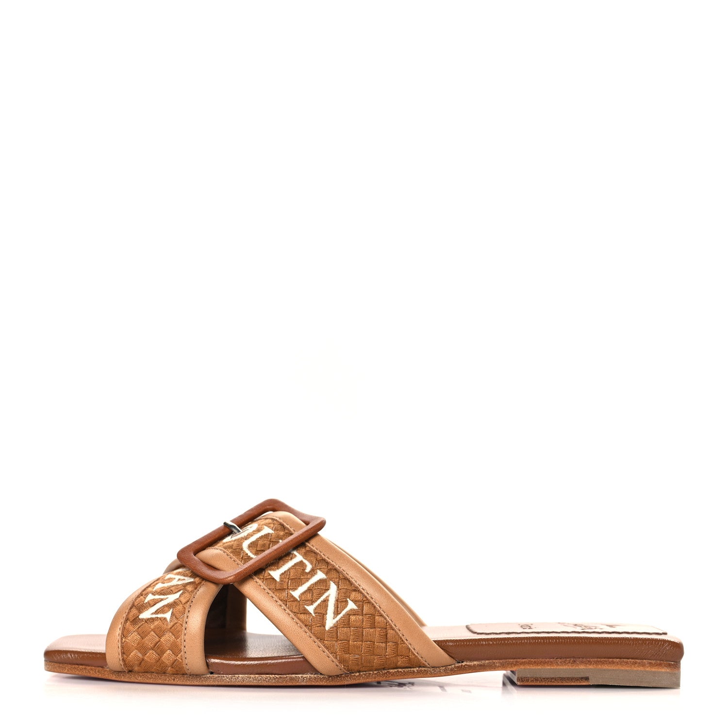 Christian Louboutin Calfskin Crossimule Flat Slide Sandals 38.5 Cuoio 1 of 7