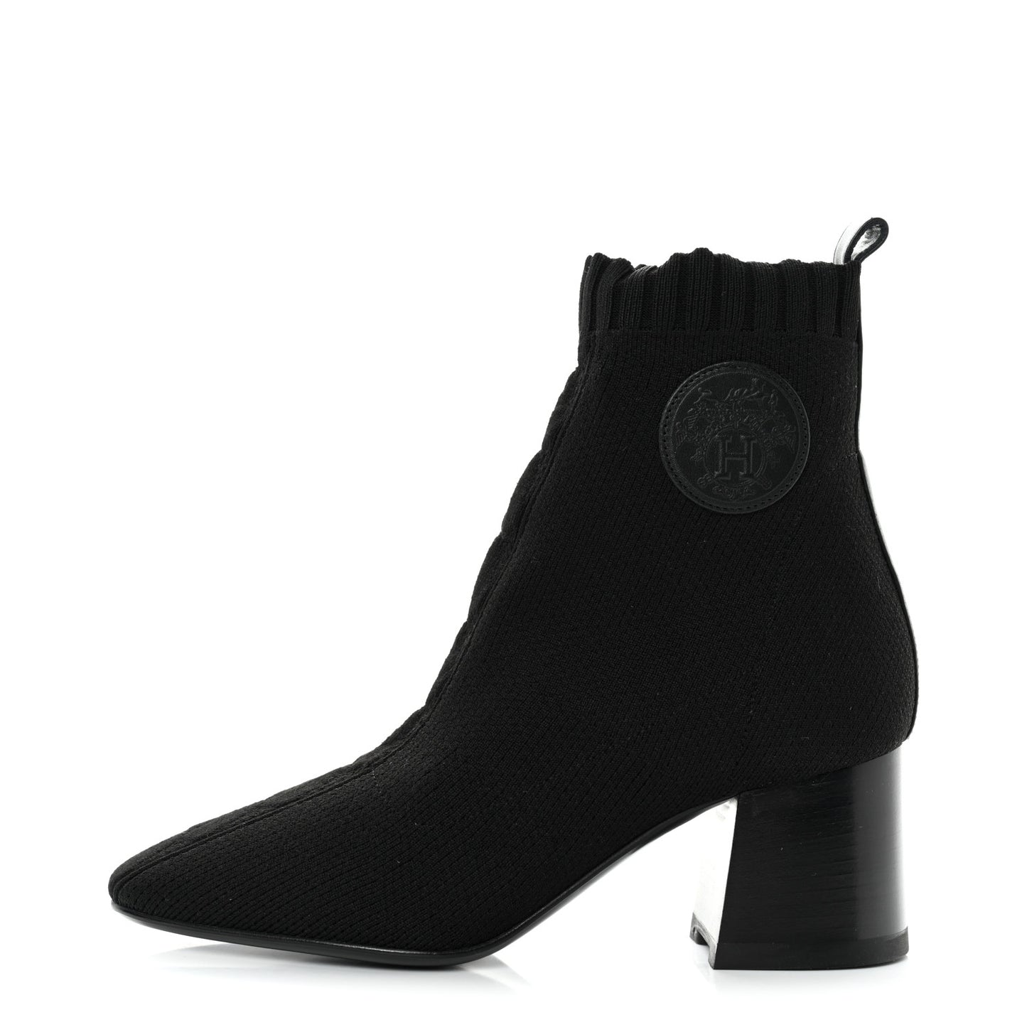 Knit Calfskin Volver Ankle Boots 35 Black