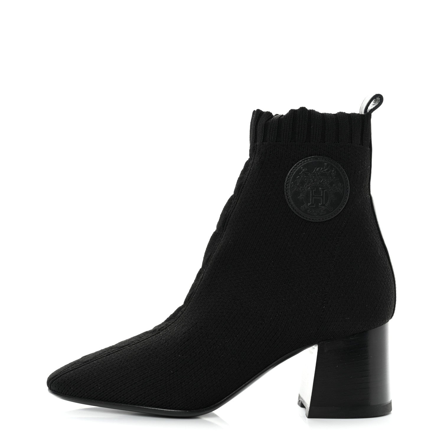 Hermes Knit Calfskin Volver Ankle Boots 35 Black 1 of 9