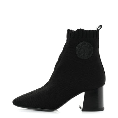 Hermes Knit Calfskin Volver Ankle Boots 35 Black 1 of 9