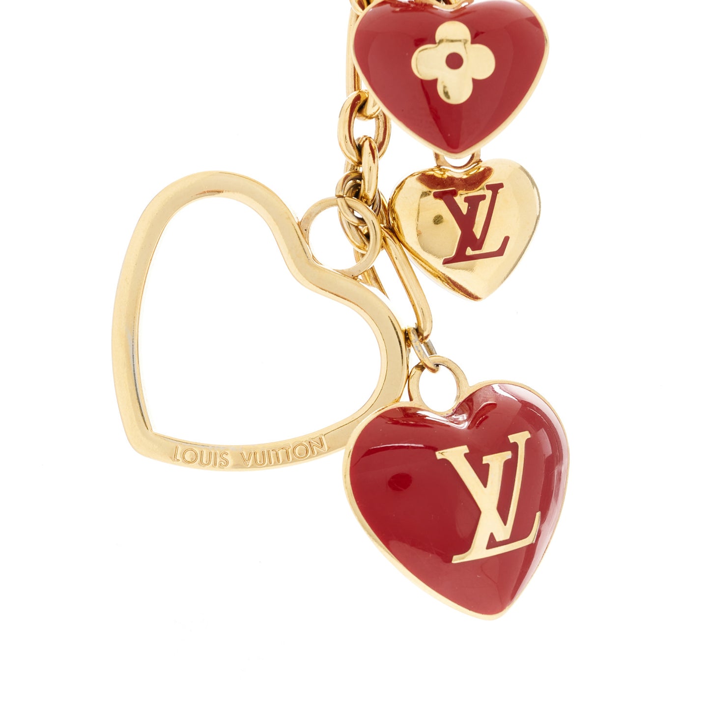 Coeurs Heart Bag Charm Key Holder Red