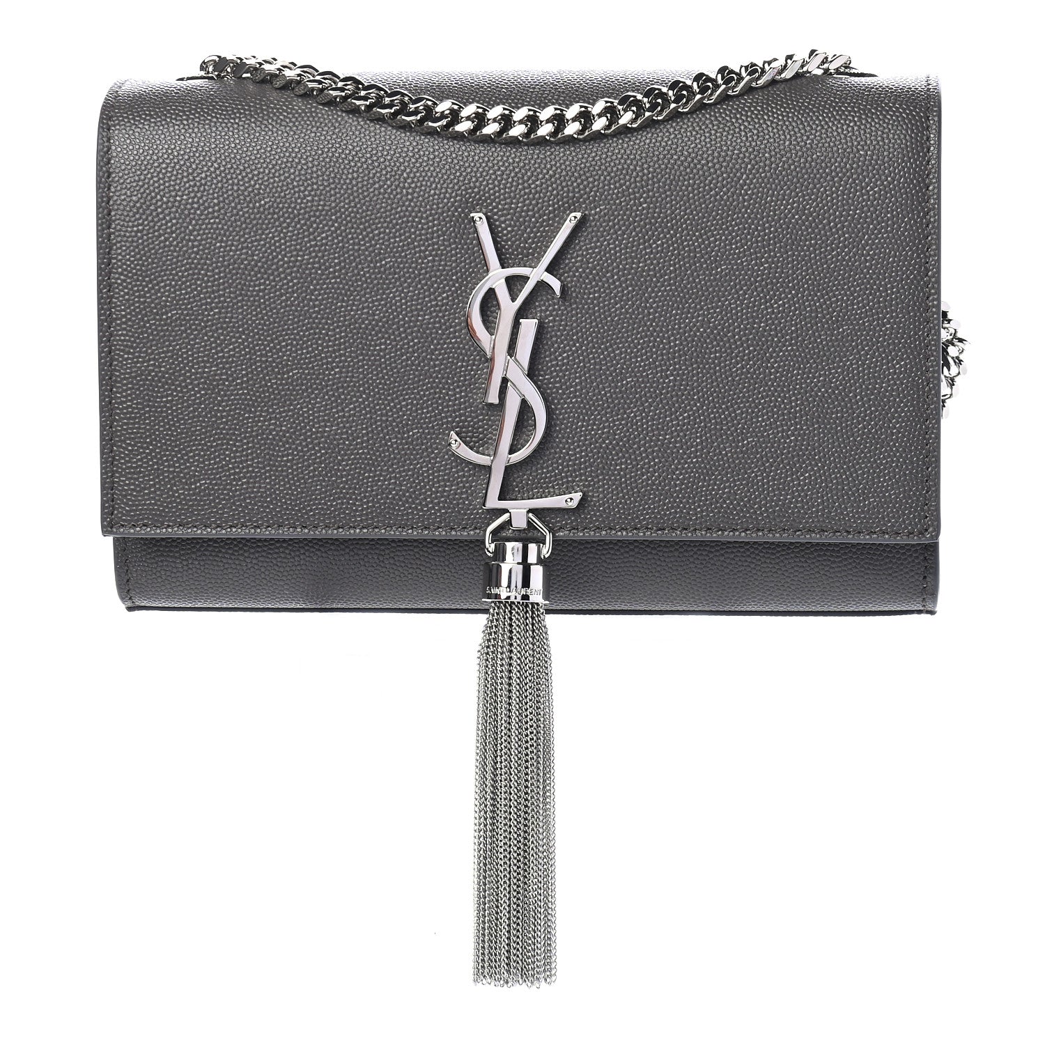 Saint Laurent Grain De Poudre Small Classic Monogram Kate Tassel Satchel Earth 1 of 7