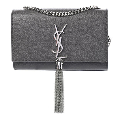 Saint Laurent Grain De Poudre Small Classic Monogram Kate Tassel Satchel Earth 1 of 7