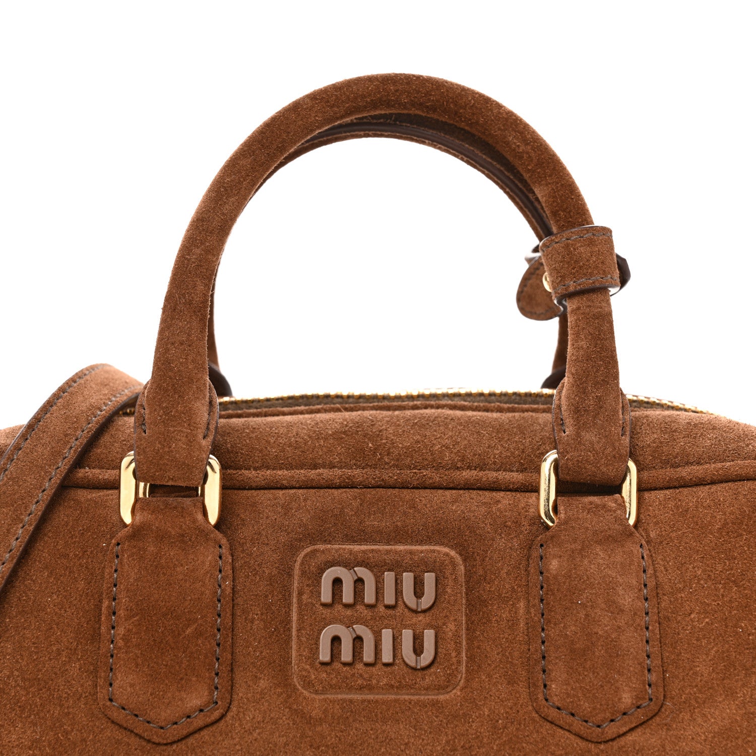 Miu Miu Suede Padded Regular Arcadie Top Handle Bag Cocoa Brown 5 of 8