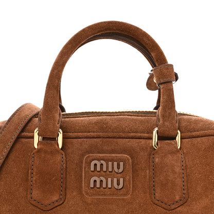 Miu Miu Suede Padded Regular Arcadie Top Handle Bag Cocoa Brown 5 of 8