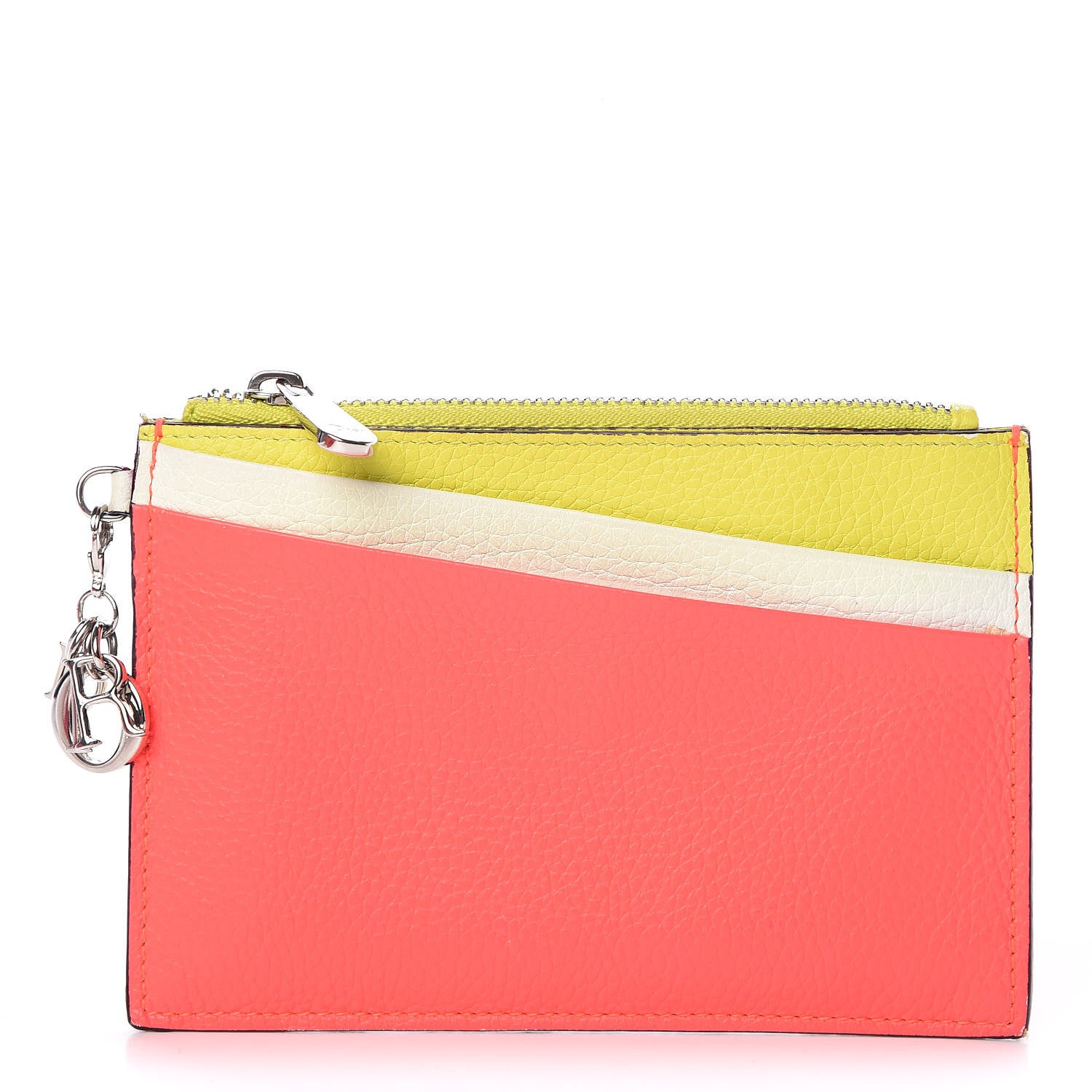 Christian Dior Bullcalf Tri-Color Diorissimo Card Holder Vert Acide 1 of 9