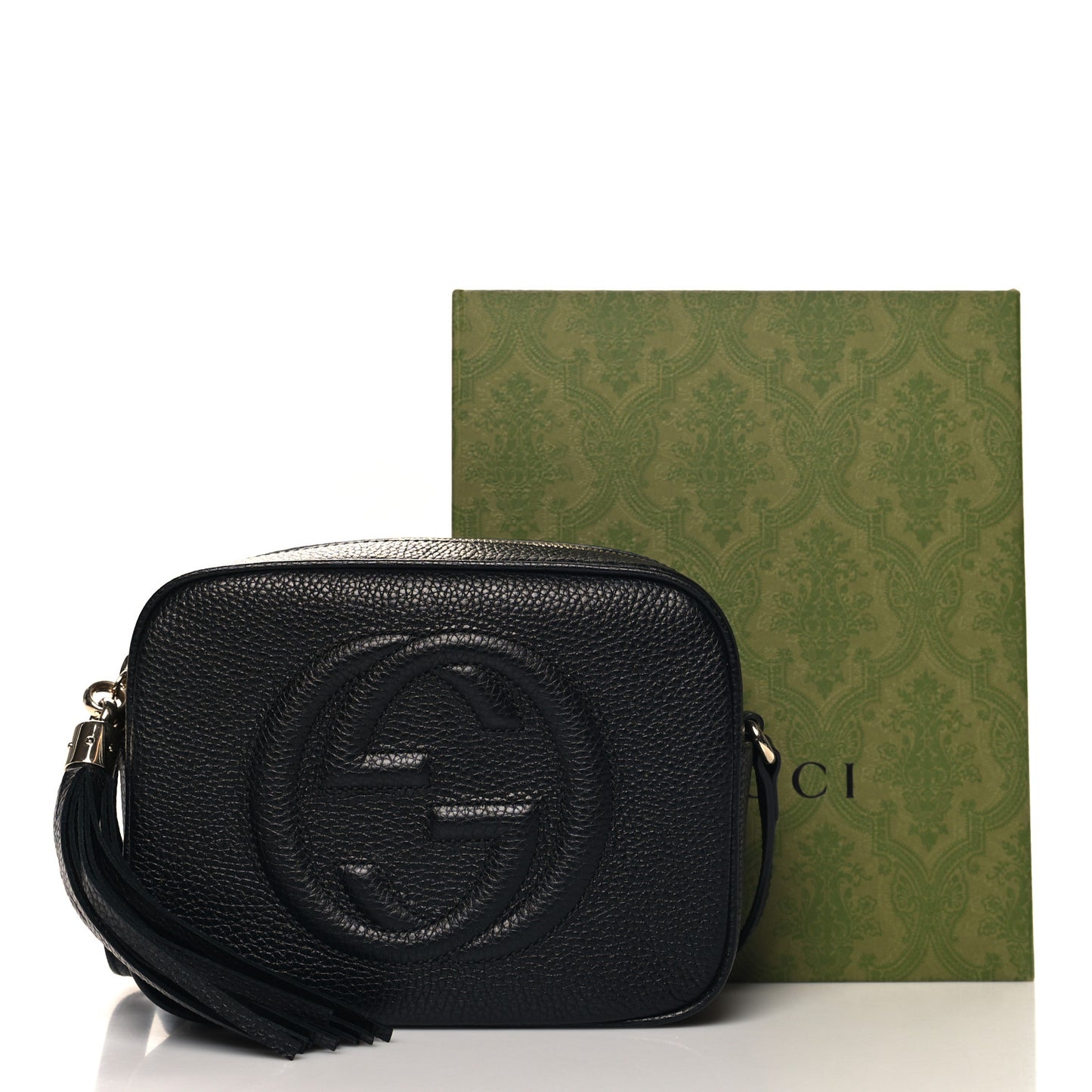 Pebbled Calfskin Small Soho Disco Bag Black