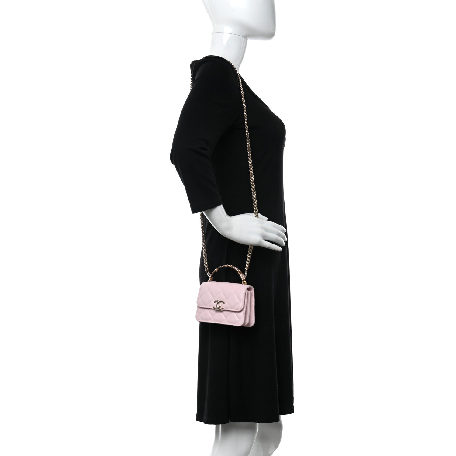 Chanel Lambskin Quilted Pick Me Up Clutch With Chain Pink 2 of 12