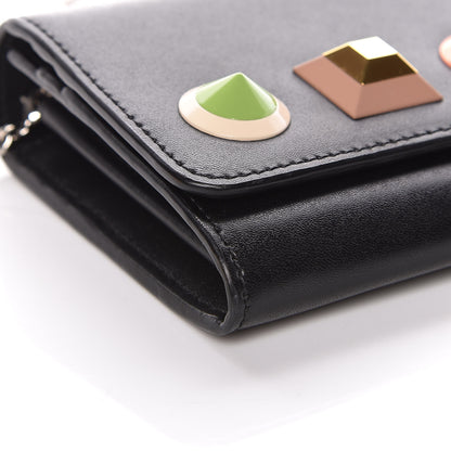 Fendi Vitello Liberty Studded Continental Wallet On Chain Black Multicolor 9 of 12