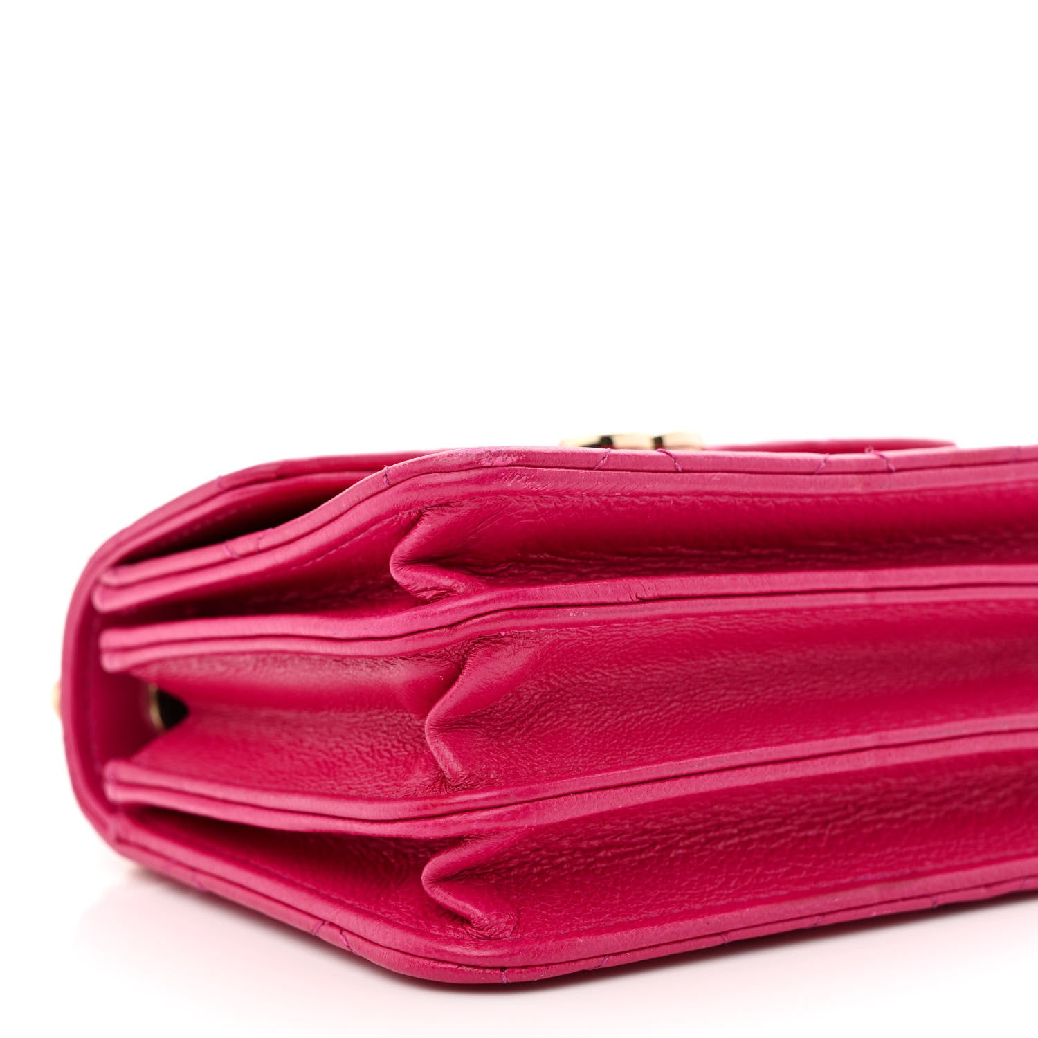 Chanel Lambskin Quilted Top Handle Flap Clutch With Chain Fuchsia 9 of 11