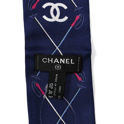 Chanel Silk Twill Slim Bandeau Scarf Blue Fuchsia White 3 of 3