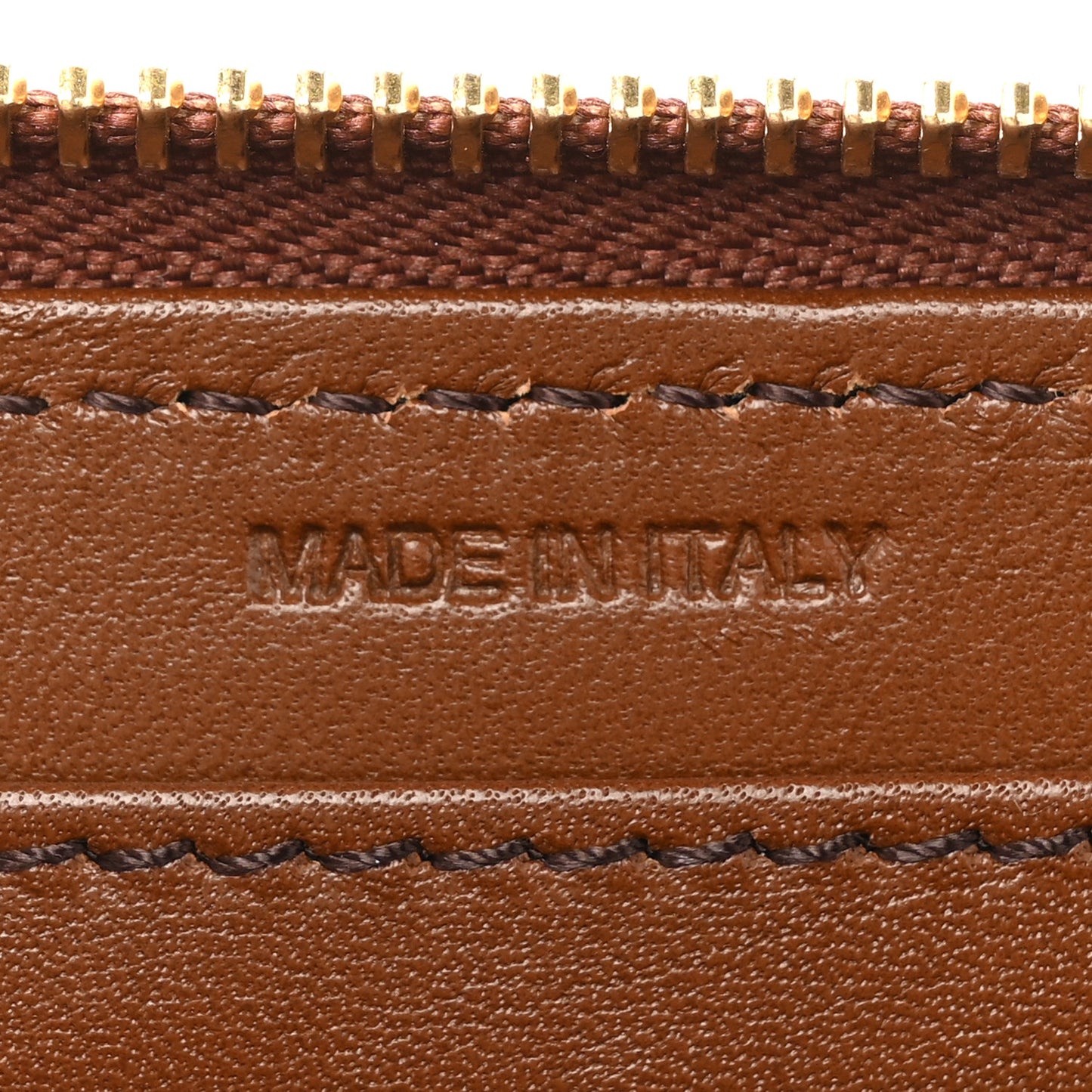 House Check Bridle Calfskin Ziggy Zip Around Wallet Dark Tan