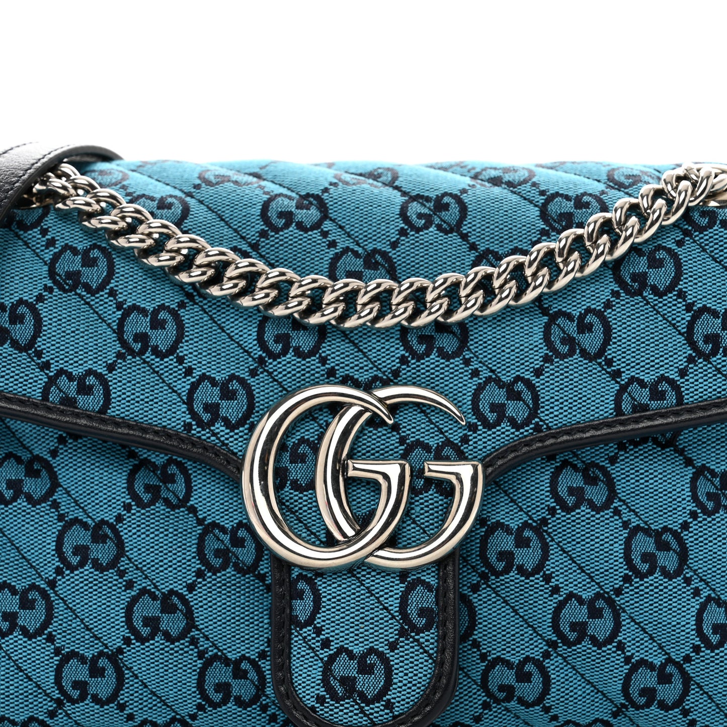 Monogram Multicolor Matelasse Diagonal Small GG Marmont Shoulder Bag Blue