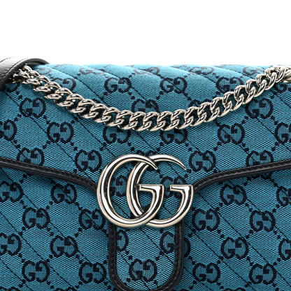 Gucci Monogram Multicolor Matelasse Diagonal Small GG Marmont Shoulder Bag Blue 8 of 10