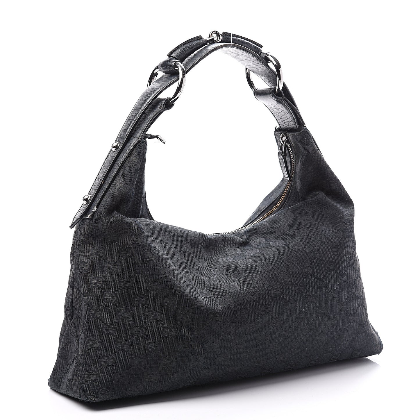 Monogram Medium Horsebit Chain Hobo Black