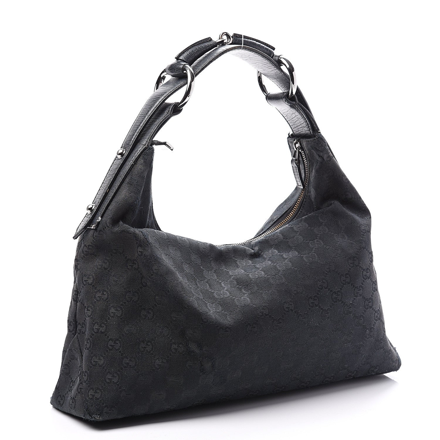 Gucci Monogram Medium Horsebit Chain Hobo Black 2 of 8