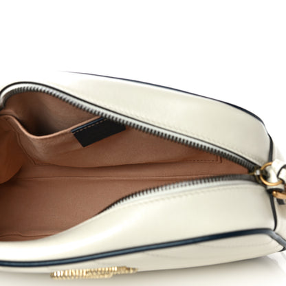 Gucci Vintage Effect Calfskin Matelasse Diagonal Small Torchon GG Marmont Chain Shoulder Bag Mystic White Blue Agata 5 of 11