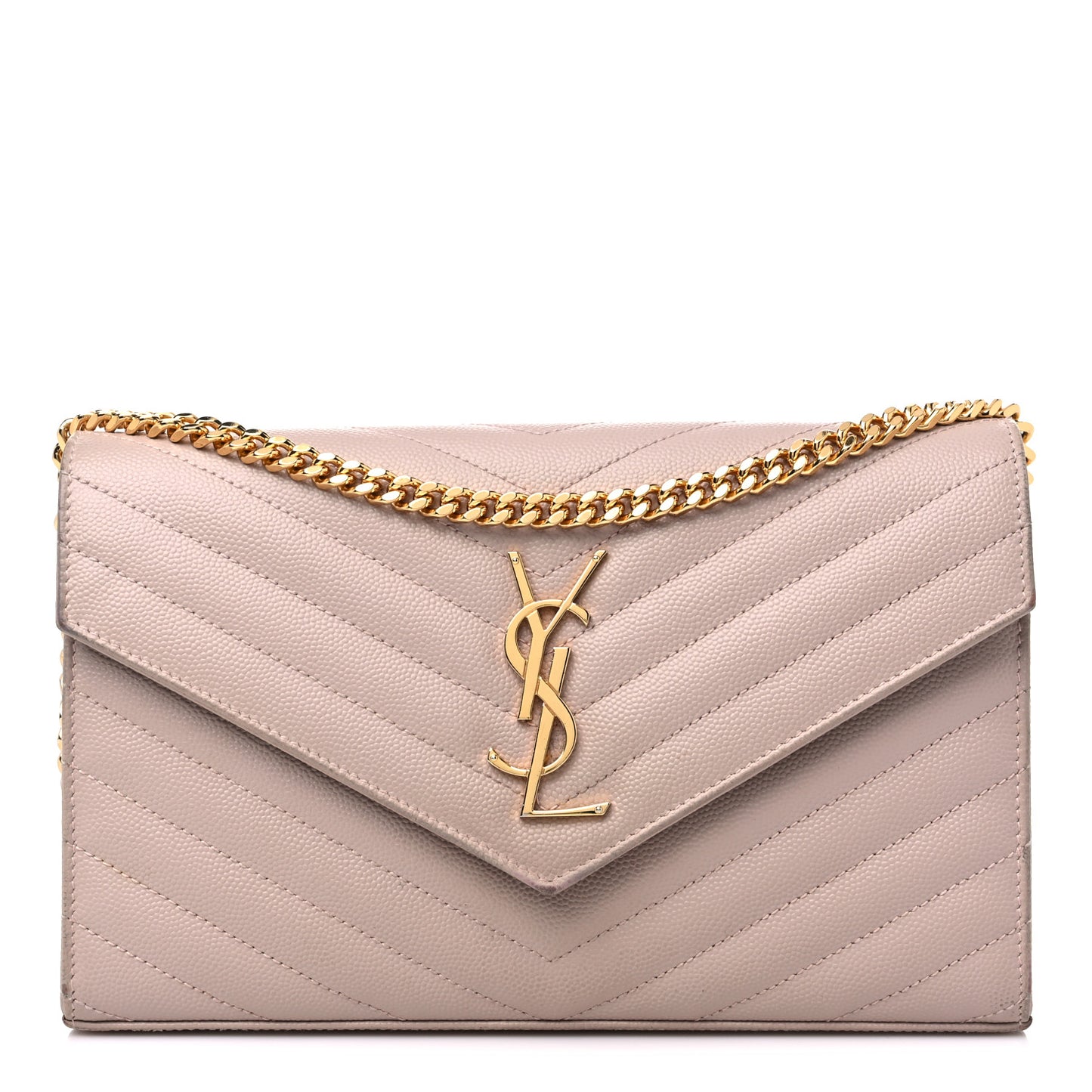 Grain De Poudre Matelasse Chevron Monogram Chain Wallet Marble Pink
