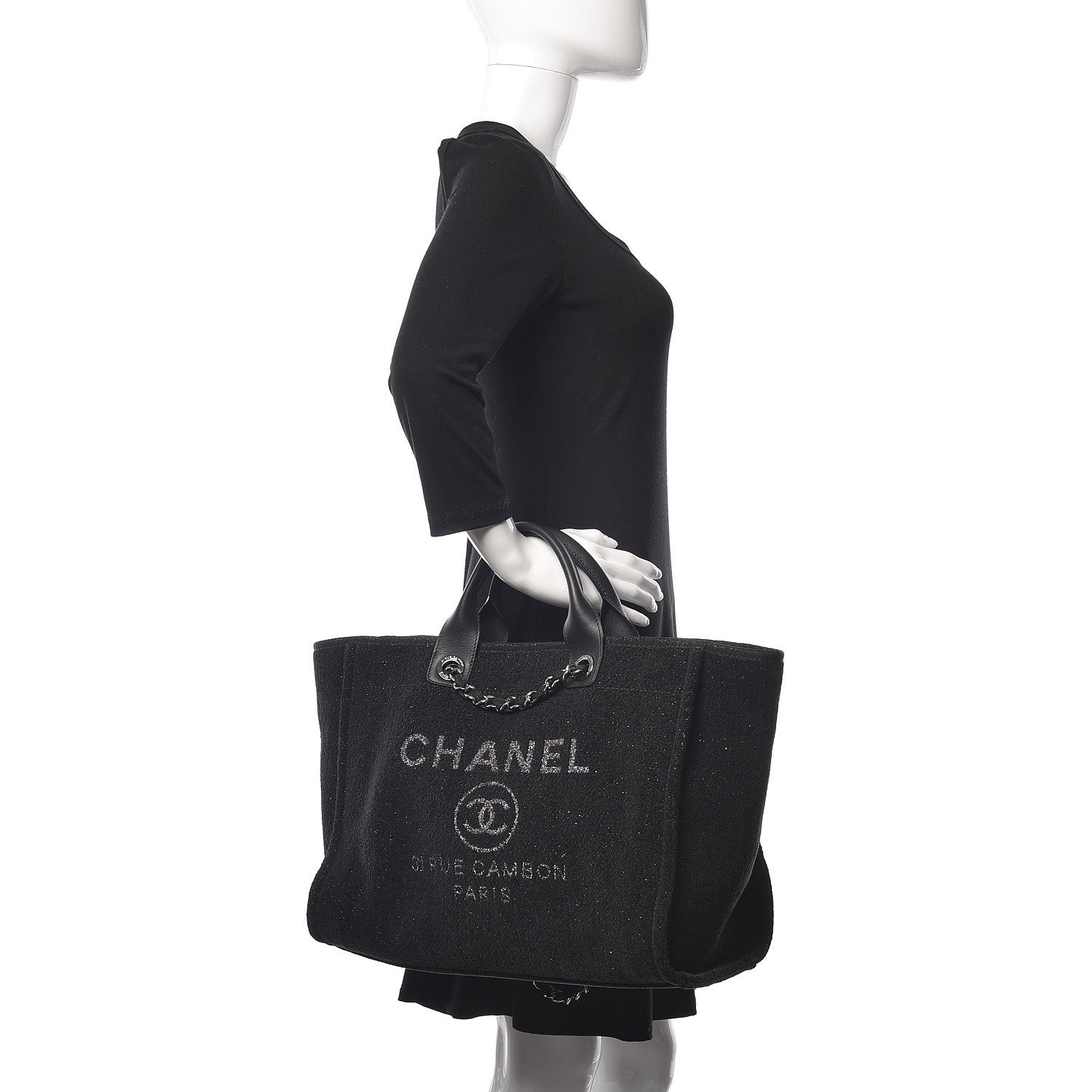 Chanel Lurex Boucle Medium Deauville Tote Black 3 of 11