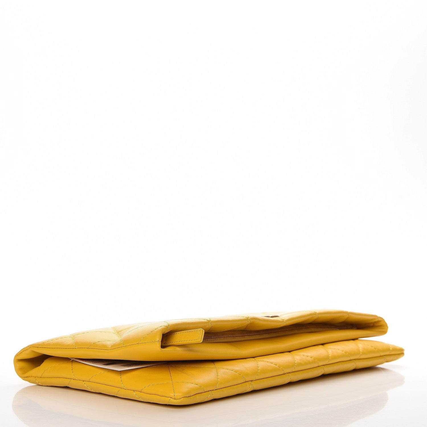 Chanel Calfskin Quilted Greek Clutch Yellow 4 of 9
