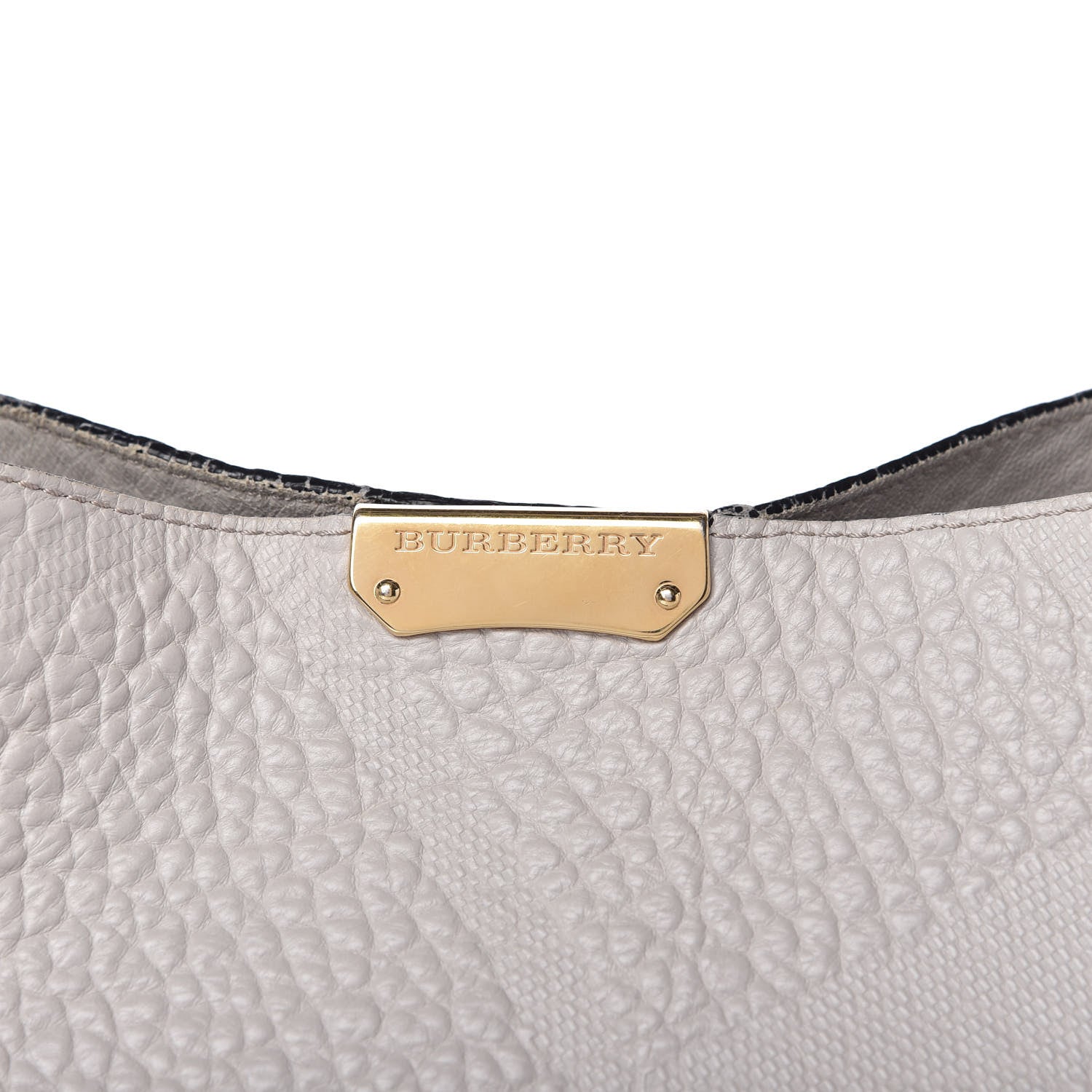Burberry Signature Grain Calfskin Check Embossed Small Canterbury Tote Stone White 8 of 12