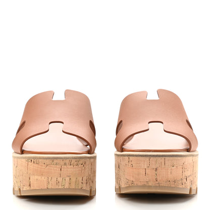 Hermes Calfskin Cork Eze 30 Sandals 39 Marron Glaise 2 of 8