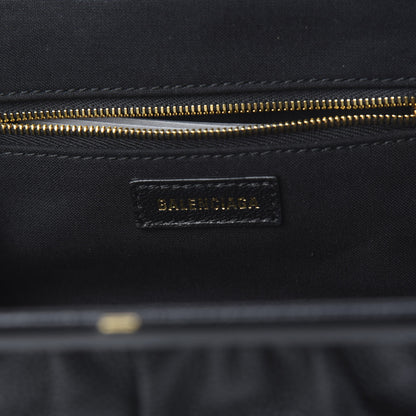 Balenciaga Grained Calfskin Logo Cloud Clutch XS Black 5 of 9