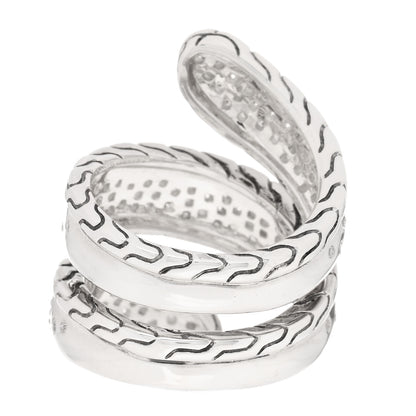John Hardy Sterling Silver Diamond Classic Chain Pave Wrap Ring 52 6 3 of 4