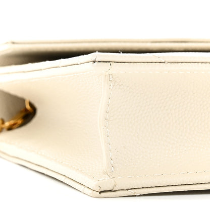 Saint Laurent Grain De Poudre Matelasse Chevron Monogram Envelope Chain Wallet Crema Soft 8 of 10