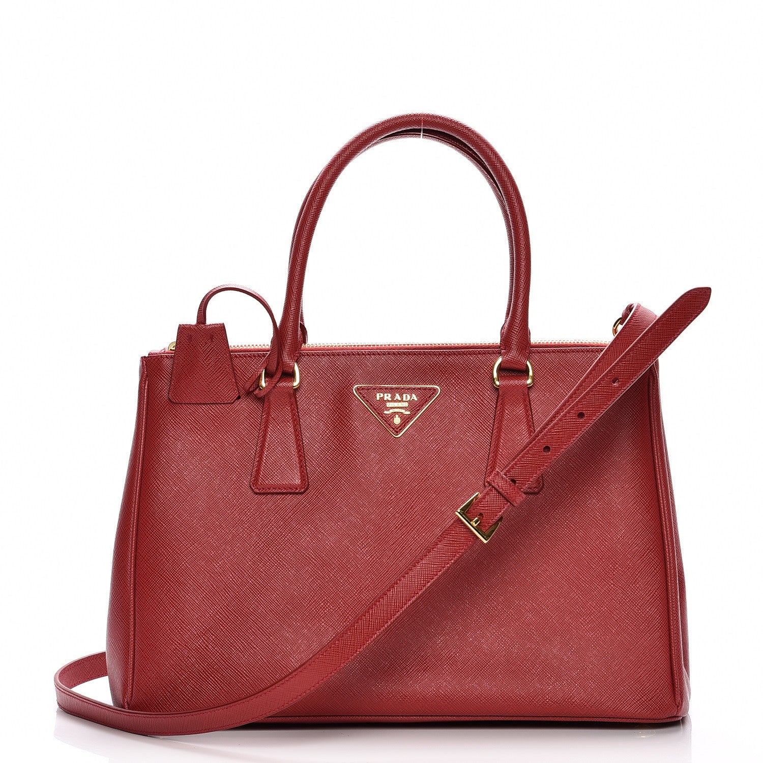 Prada Saffiano Small Galleria Double Zip Tote Fuoco 1 of 7