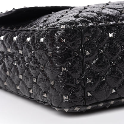 Valentino Garavani Craquele Nappa Large Rockstud Spike Shoulder Bag Black 8 of 12