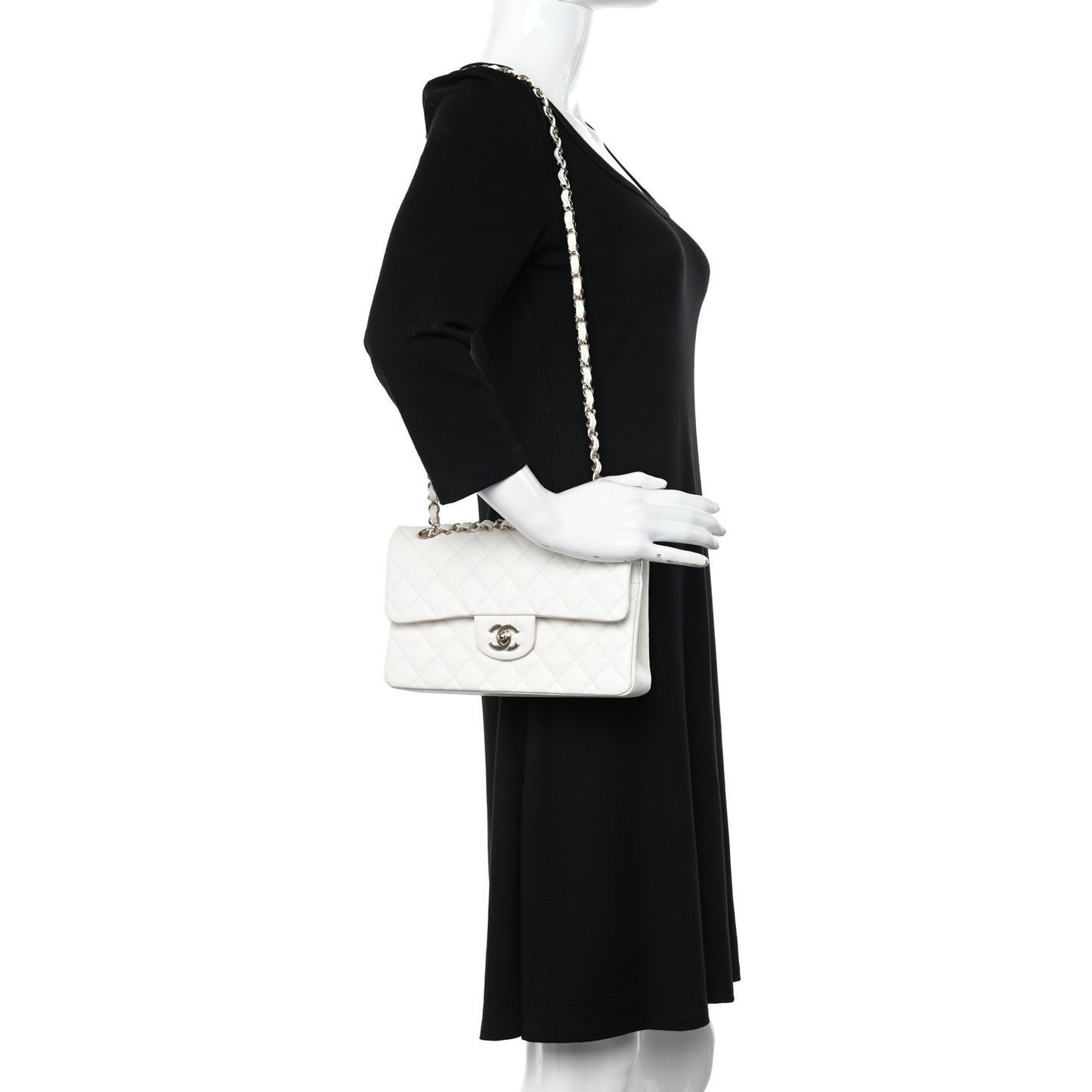 Caviar Quilted Small Double Flap White