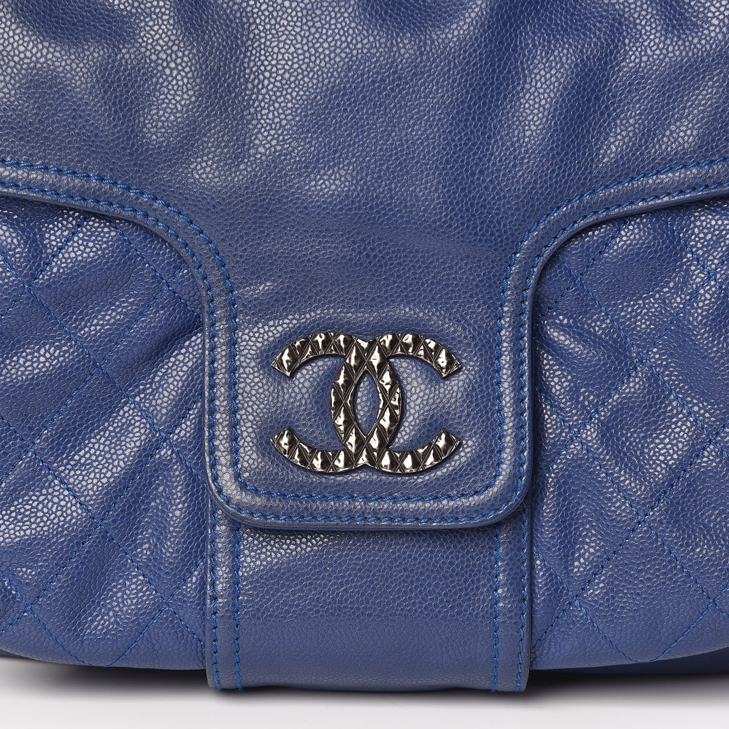 Chanel Glazed Caviar Flap Hobo Dark Blue 10 of 10