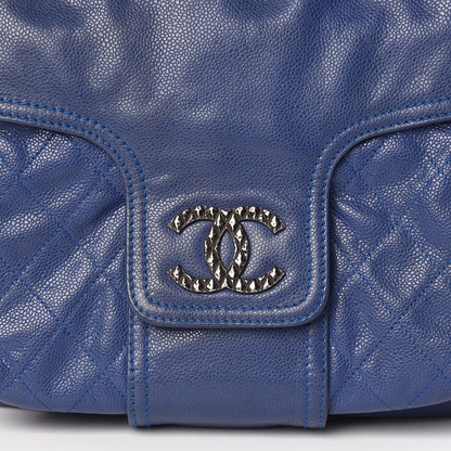 Chanel Glazed Caviar Flap Hobo Dark Blue 10 of 10